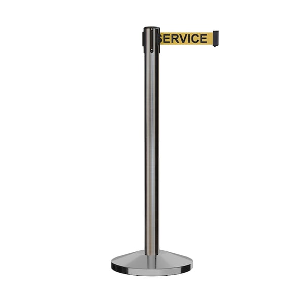 Montour Line Stanchion Belt Barrier Sat.Steel Post 11ft. Serv.Belt ES400-SS-OUTOFYB-110 - main